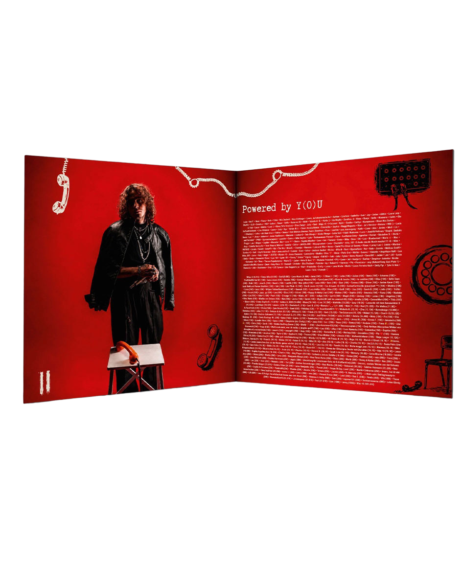 YU "PLEASE HOLD THE LINE II" VINYL MIT WIDMUNG - SIGNAL RED