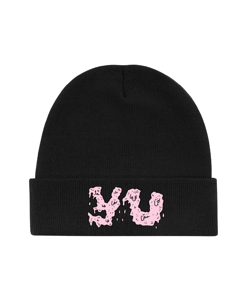 YU "LOGO" BEANIE - SCHWARZ/ROSA